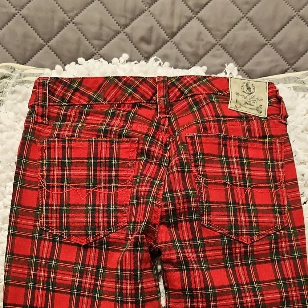 Ralph Lauren Girls Red Plaid Stretch Jeans